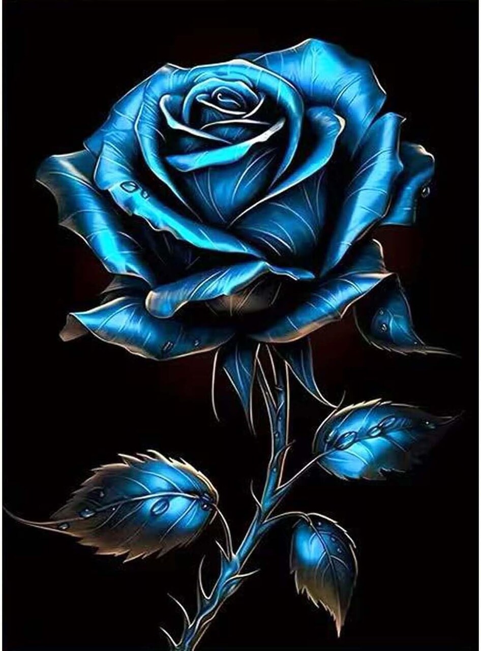 5D Blue Rose Diamond Painting Kit for Adults & Beginners – Full Drill Round DIY Flower Diamond Art, Paint by Diamond Dots Gem Craft for Home Wall Decor, 12x16 Inch